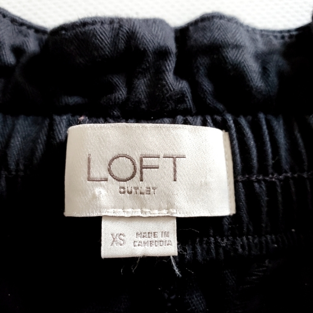 7187 * LOFT Outlet High Rise Straight Leg Cotton Pants Black Size XS - Picture 3 of 11